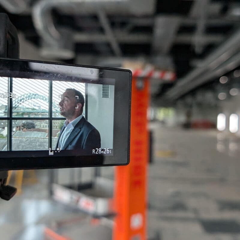 Camera viewfinder monitor during a Visual Punch video shoot